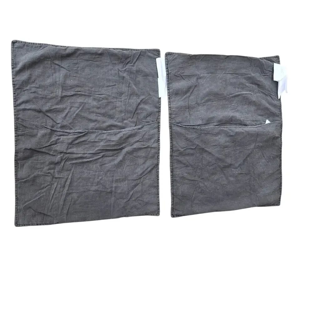 Pottery Barn 26x20 Gray Quilted Pillow‎ Covers Shams. Lot Of 2